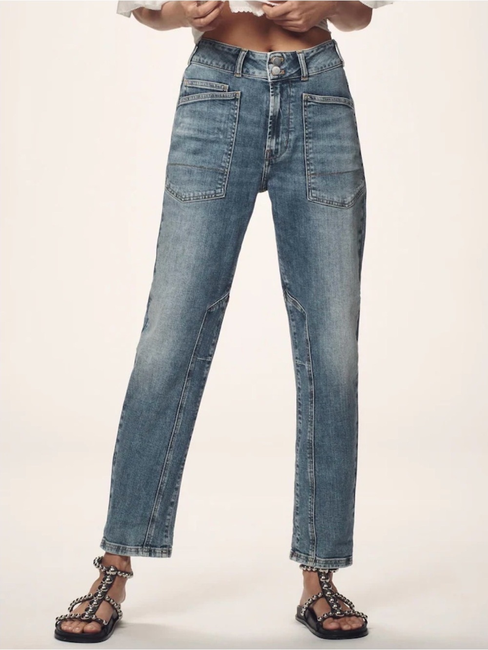 Anthropologie Pilcro The Wanderer Mid-Rise Relaxed Jeans Size 32 Lonnie Wash - Picture 4 of 13